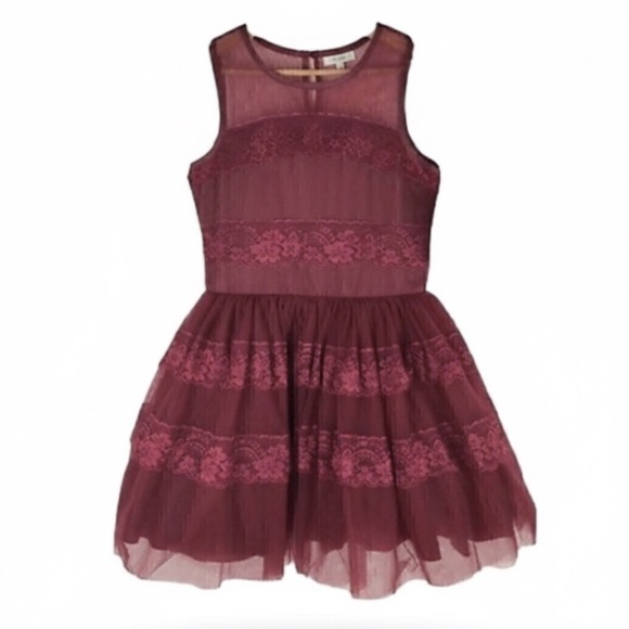 Nanette Lepore Other - Nanette Lepore Girls Burgundy Lace Dress Size 16
